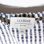 La Ligne Lottie Silk Blend Flutter Sleeve Blue White Stipe Tiered Midi Dress XL Photo 1