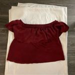 Urban Outfitters  Maroon Off Shoulders Ruffle Accent Top M Casual Fall Classic Photo 1