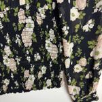 Reformation  Russet Top in Elizabeth Women's Large Black Floral‎ Smocked Dainty Photo 2