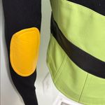 One Girl Who Multi Color Leather Knit Zip Jacket Medium Black Photo 4