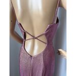 Faviana  Sparkly Metallic Long Jersey Dress With Leg Slit pink 2 Photo 14