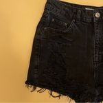 Topshop 🛍️ Moto Mom Black High Waisted Distressed Cut Off Jean Denim Short 2 Photo 1