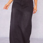 Pretty Little Thing PRETTY LITTLE THINGS PLUS BLACK RAW HEM DENIM MAXI SKIRT SIZE 16 Photo 0