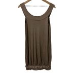 Alice + Olivia  Scoop Mini Dress M Silk Cinched Bottom Tank Silver Tan/Gray NWT Photo 1