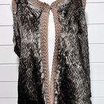 Ann Taylor Vest Women Brown Faux Fur Open Front Knit Size L P Photo 0