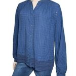 J.Crew Point Sur  Women’s M Navy Blue Gauzy Cotton Long Sleeve Button Down Shirt Photo 0