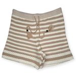 new House of Harlow 1960 𣓠Crochet Striped Bermuda Shorts 𣓠Almond White 𣓠Small Photo 0