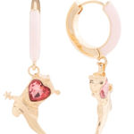 Betsey Johnson  Cowboy Boot Enamel Huggie Hoop Earrings Photo 0