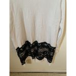 Chico's Lace Drama Cardigan Sweater Sz 2 US Large Black White Long Sleeve Shimmer Photo 3