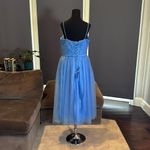 Women’s Tea Length Blue Prom Party Dress Corset Back Sweetheart Neckline Size 16 Photo 3