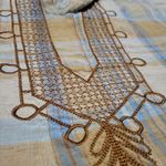 Vintage Western Bohemian Embroidered Plaid Shirt Long Sleeve Cabincore XL Tan Photo 3