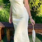 Yellow Halter Satin Dress Photo 0