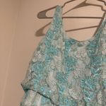 Alice + Olivia  Sequin beaded turquoise aqua mini floral beaded lace dress Photo 5