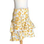 MOTHER NWT Women's Yellow/White Floral Leopard The Ruffle Denim Mini Skirt 26 Yellow Photo 2