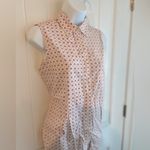 L.L. Bean Square Floral Red Retro Vintage Button Down Blouse in EUC Sz Small Photo 4