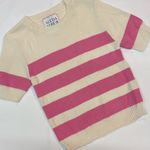 Alexia Admor  Knit Pink And Cream striped Short Sleeve Sweater Size M C46 Photo 0