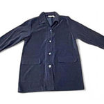 Merona Women's Dark‎ Blue Velour Button-Up Overshirt Y2K Luxe Minimalist Cozy Core Photo 0
