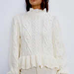 ZARA  cable knit ruffle sweater size medium  Photo 0