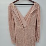 Sublime Sequined Gown S Pink Faux Wrap Long Puff Sleeve Tigh Slit Party Wedding Photo 6