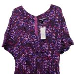 Romans Woman’s 22/24 1X V Neck Tie Back Purple Maxi Dress Geo Print Short Sleeve Size undefined Photo 2