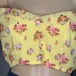 Glamaker Cropped Yellow Long Balloon Sleeve Floral Blouse Top Size Large Photo 1