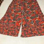 Farm Rio NEW  Toucan bohoorange wide leg elastic waist pants designer spring L Photo 5
