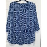 Croft & Barrow  Women's Size XL Blue 3/4 Sleeves Geometric Polyester Top Career Photo 2