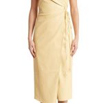 Nanushka Anubi Vegan Leather Sleeveless Wrap Midi Dress Margarine NWT Size S Yellow Photo 0
