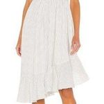 Tularosa Tallulah Midi Dress Striped Smocked Off Shoulder Asymmetrical Size L Photo 0