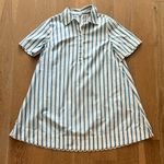 Old Navy  Teal and White Striped Shirt Dress Photo 8