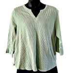 Joan Rivers  Knit Seersucker 3/4-Sleeve Pullover Top - Green and White, Size XL Photo 1