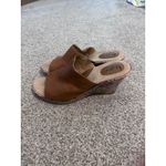 B.O.C. Born Concepts‎ Brown Leather Floral Wedge Platform Slide Sandals Size 10 Photo 1