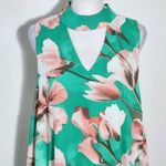 Peach Love California Green Floral Mini Dress Size Large Wedding Guest Dress Photo 1
