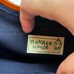 Banner House Navy Blue Kelly Green Wood Handle Canvas Vintage Bermuda Bag FLAW Photo 1