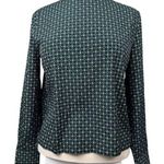Mignon Doo Women's High Neck Tie Back Blouse Button Up Back Green Long Sleeve S Photo 0