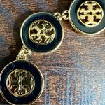 Tory Burch New Black Enamel Circle Logo Bracelet with Tag Photo 3