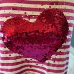 The Comfy Crop Top Pink Striped Sequin Heart Womens Medium Shirt Beautees Photo 9