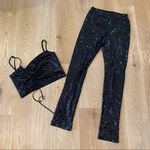 WAYF  x Emma Rose GNO Sequin Camisole Crop Top & Split Ankle Leggings in Black Photo 0