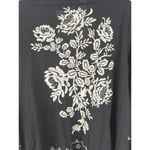Boho Embroidered Black Flowy Beach Resortwear Kimono Blouse Vacation Medium Photo 7