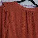 J. CREW FACTORY CLIP DOT RUFFLE BUTTON UP SHIRT SPLIT V NECK LINED DEEP ORANGE M Size M Photo 6