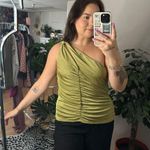 Anthropologie By  One-Shoulder Ruched Tank in Moss Size XL NWT Photo 2