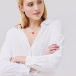 Revolve Monrow Relaxed Button up Blouse In Chalk Long Sleeve Size Medium White Photo 1