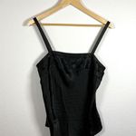 VINTAGE Women’s Satin Square Neck Ruffle Bust Camisole Blouse Black OS Size undefined Photo 1