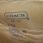 Coach Sondra Brown Leather Heeled Ankle Boot with Gold Logo Buckle Strap Photo 11