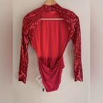 Motel NWT  Red Sequin Backless Bodysuit Size Small Photo 4