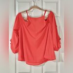 Pink Lily Coral flutter sleeve cold shoulder shirt Photo 1