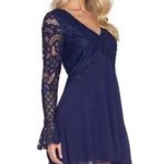 Tularosa Revolve Skylar Navy Blue Lace Mini Dress Size Medium Long Sleeve V-Neck Photo 0
