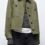 ZARA Green Corduroy Jacket Oversized Barn Jacket M Boxy Photo 0