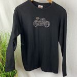 Harley Davidson Black Vintage Long Sleeve Embellished Pensacola FL Tee T Shirt M Photo 0