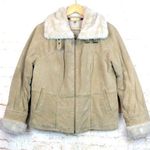 VTG Wilsons Suede Leather Bomber Aviator Flight Jacket Womens L Fur Lined Beige Size L Photo 0